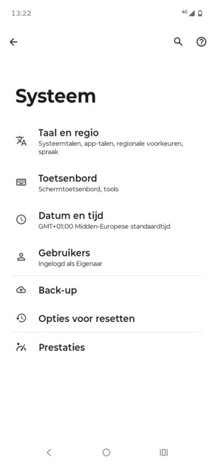 Selecteer Back-up