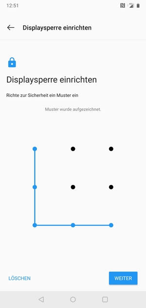 Zeichnen Sie ein Entsperrmuster und wählen Sie WEITER