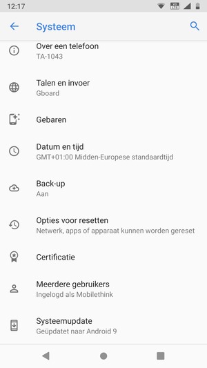 Selecteer Systeemupdate