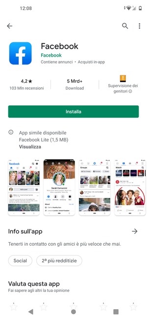 Seleziona Installa