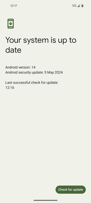 If your phone is up to date, you will see the following screen