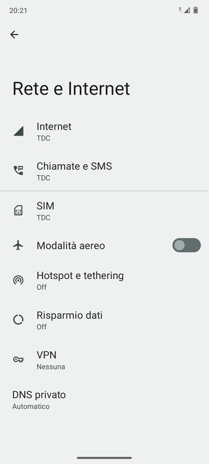 Seleziona SIM