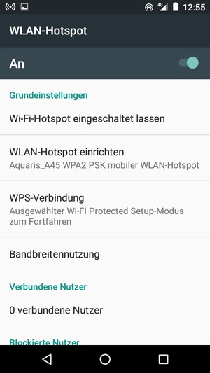 Ihr Handy ist jetzt für die Verwendung als Modem eingerichtet