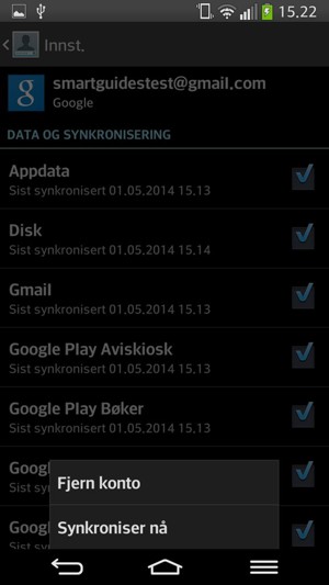 Velg Synkroniser nå