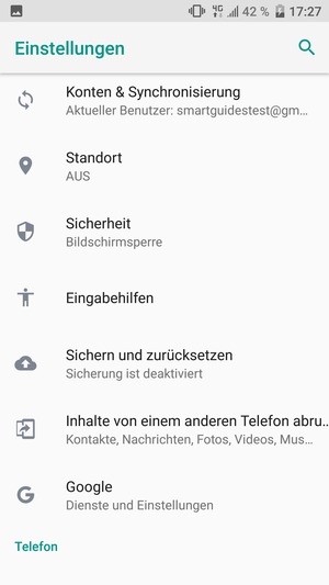 Scrollen Sie und wählen Sie Sichern und zurücksetzen