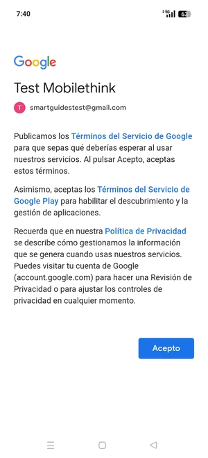 Seleccione Acepto