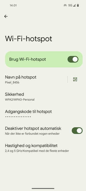 Din telefon er nu sat op til brug som modem