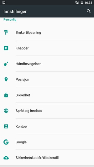 Gå tilbake til Innstillinger-menyen og velg Kontoer