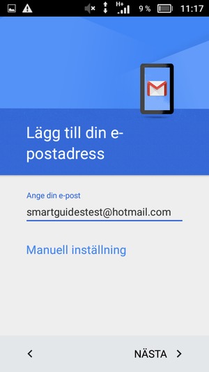 Ange din e-postadress och välj NÄSTA