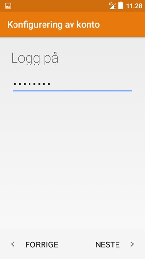 Skriv inn passord og velg NESTE