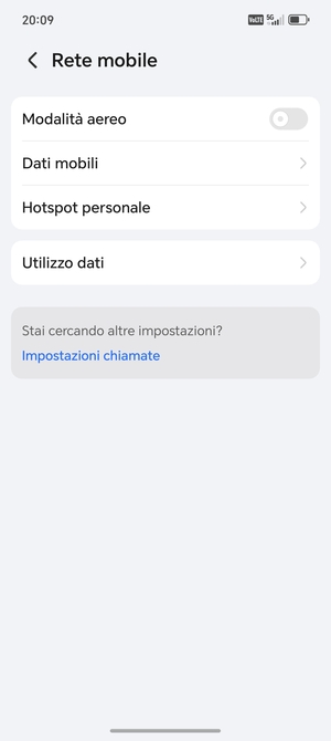 Seleziona Dati mobili