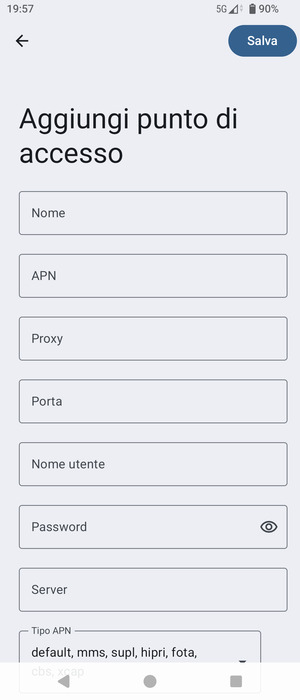 Inserisci informazioni MMS