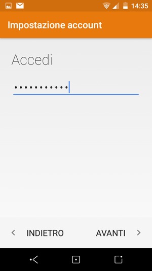 Inserisci la tua password e seleziona AVANTI