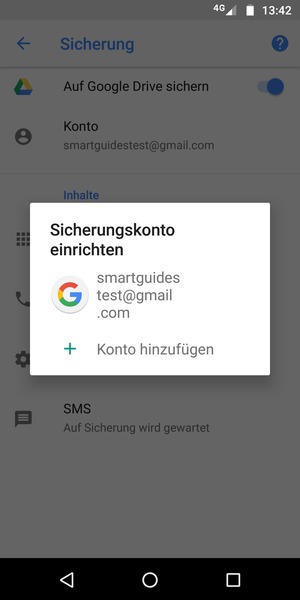 Wählen Sie Ihr Konto für Backup