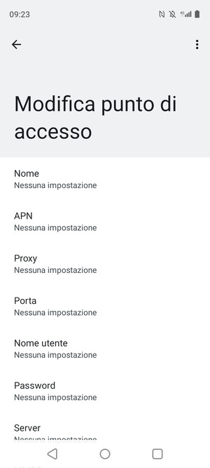 Inserisci le informazioni di Internet