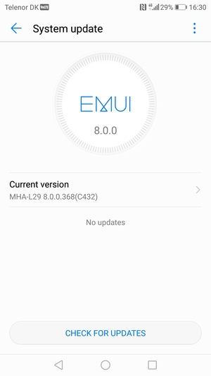 If your phone is up to date, you will see the following screen