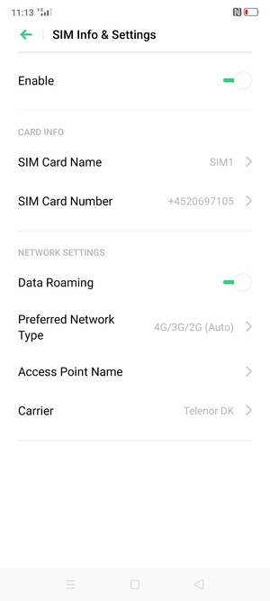 Turn Data Roaming on or off
