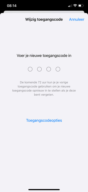 Voer je nieuwe toegangscode in