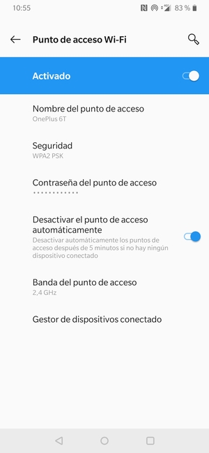 El teléfono ha sido configurado para su uso como módem