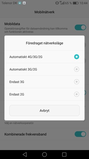 Tryck på ditt föredragna alternativ