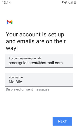 Give your account a name and enter your name. Select NEXT