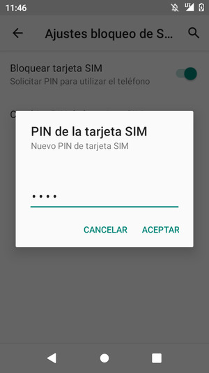 Introduzca su Nuevo PIN de tarjeta SIM y seleccione ACEPTAR