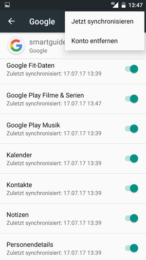 Wählen Sie Jetzt synchronisieren