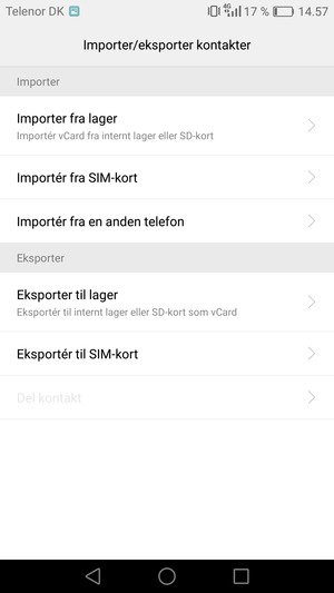 Vælg Importér fra SIM-kort