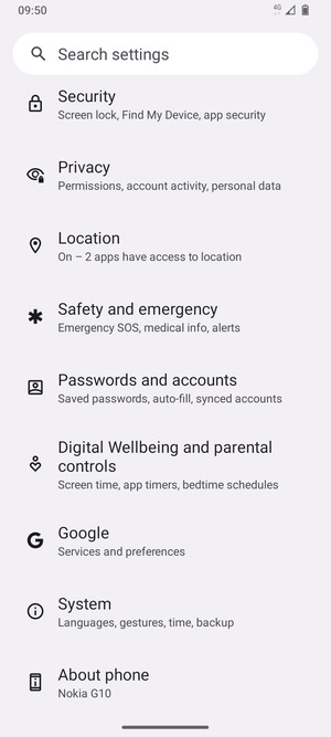 Scroll to and select System