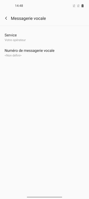 Sélectionnez Numéro de messagerie vocale