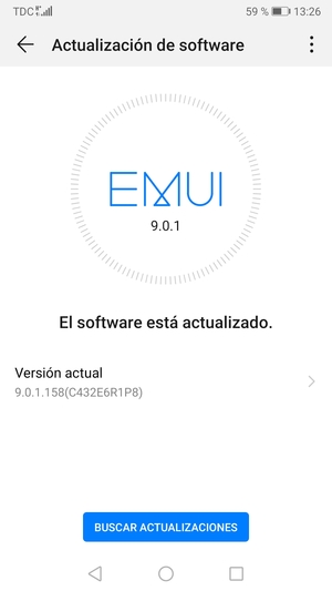 Si su teléfono está actualizado, verá la siguiente pantalla