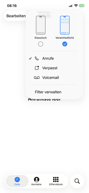 Wählen Sie Voicemail
