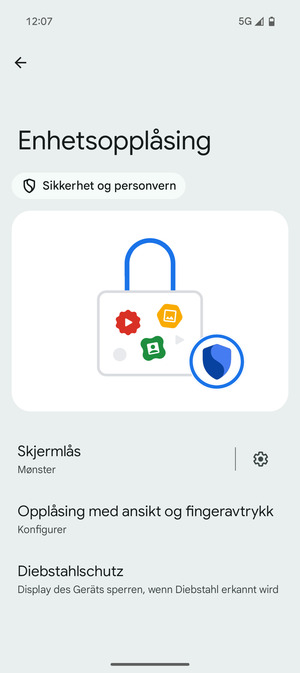 Telefonen din er nå sikret med en skjermlås