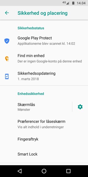 Din telefon er nu sikret med en skærmlås