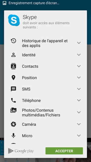 Sélectionnez ACCEPTER