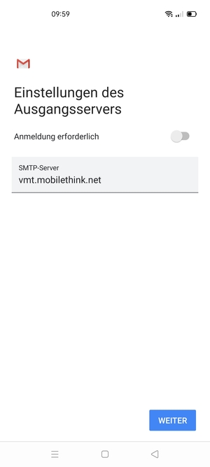 Schalten Sie Anmeldung erforderlich aus und wählen Sie WEITER