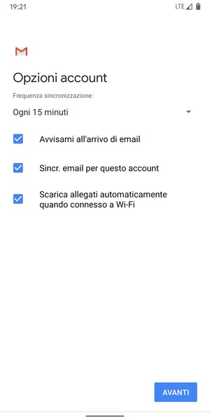 Seleziona AVANTI