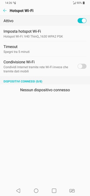 Il telefono è ora pronto per essere usato come modem