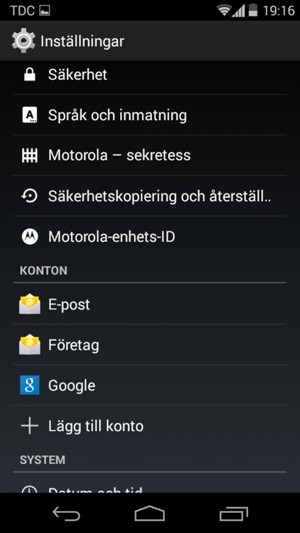 Återgå till Inställningar-menyn och välj Google