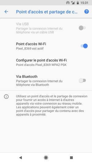 Votre téléphone est maintenant configuré pour être utilisé comme modem
