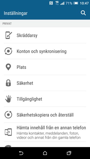 Scrolla till och välj Säkerhet