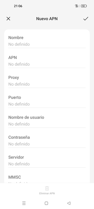 Introduzca la información de MMS