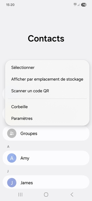 Sélectionnez Paramètres