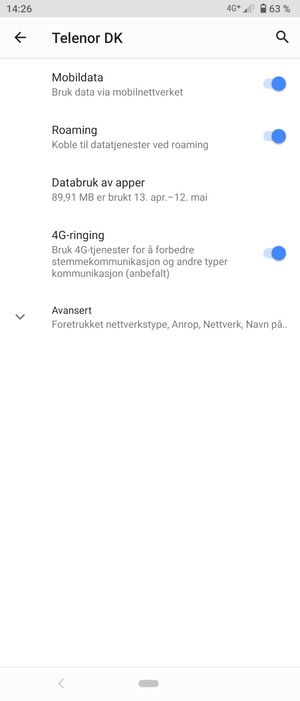 Slå Roaming på eller av