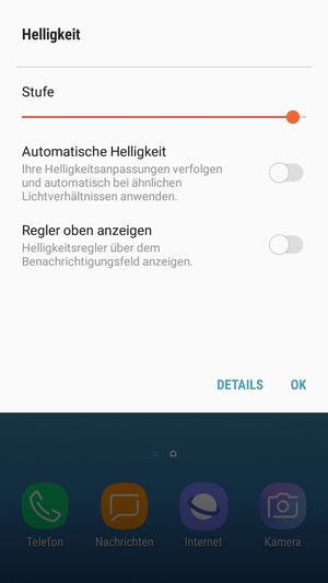 Schalten Sie Automatische Helligkeit ein und wählen Sie OK