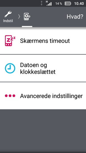 Scroll til og vælg Avancerede indstillinger