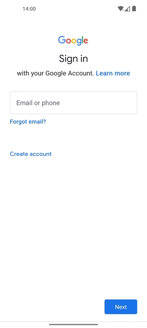 Enter your Gmail address and select Next