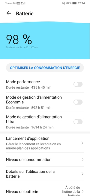 Activer le Mode de gestion d'alimentation Économie