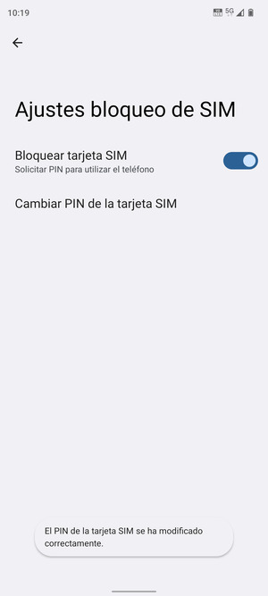 Su PIN de tarjeta SIM ha sido cambiado