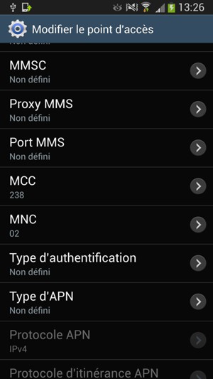 Saisissez les informations MMS